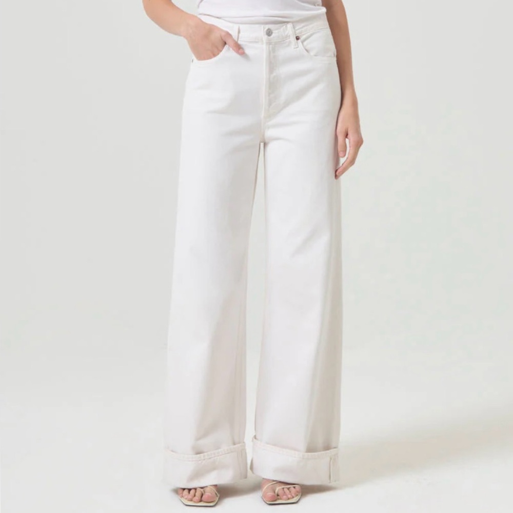 Agolde Dame cuffed Women's Cream Wide-Leg Jeans